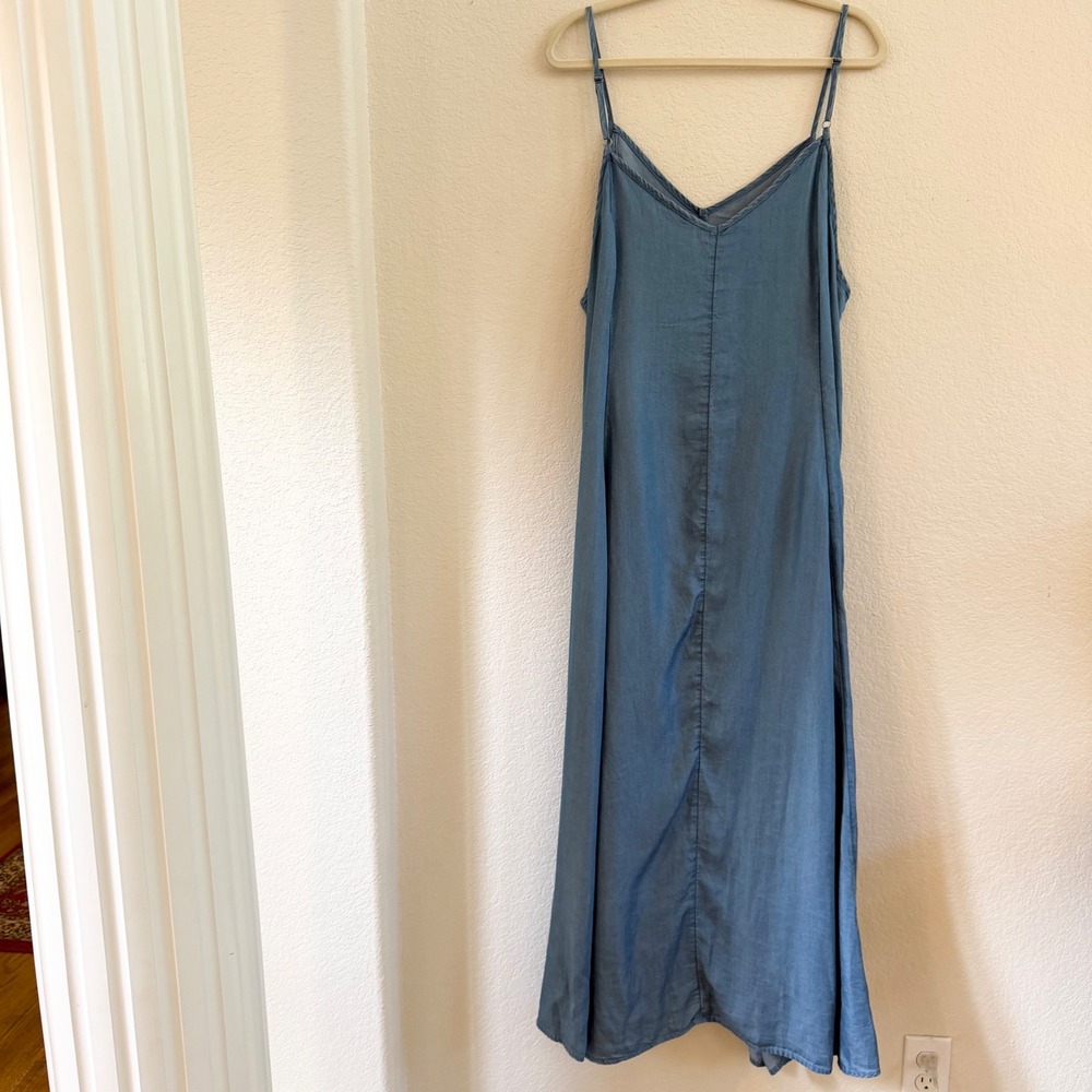 Torrid Blue Lyocell Maxi Dress Womens 2 Plus Size Spaghetti Strap Pocket Flowy - Picture 6 of 13